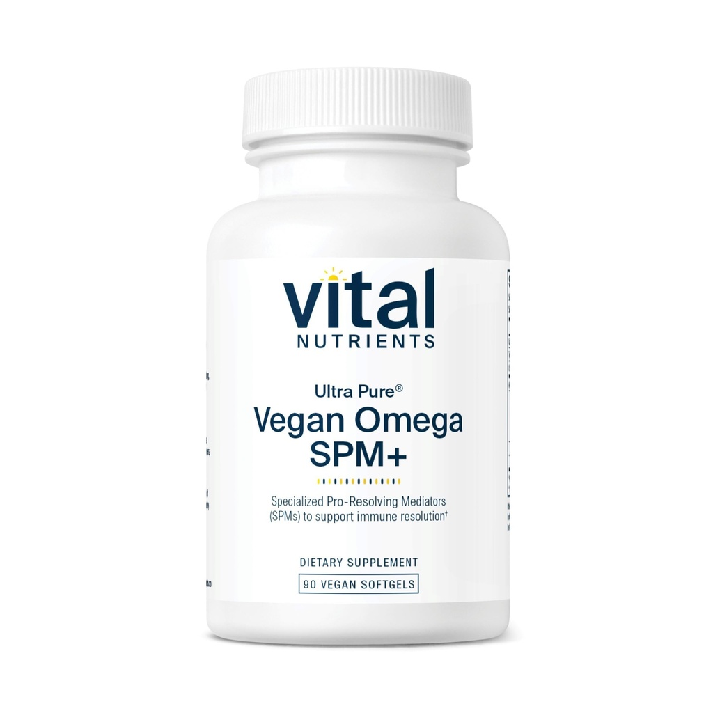 Vital Nutrients Ultra Pure® Vegan Omega SPM+ | Vegan Specialized Pro-Resolving Mediators (SPM) Omega-3 Supplement | Mindre gemensamma obehag Relief * | Gluten, Dairy, Soy Free, Non-GMO | 90 Mini Softgels