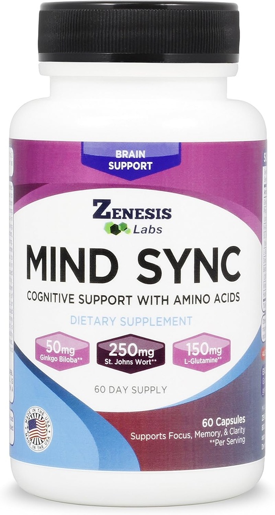 Zenesis Labs Mind SYNC - 60 kapslar med Ginkgo Biloba, St John's Wart & L-Glutamin - Läs recensioner