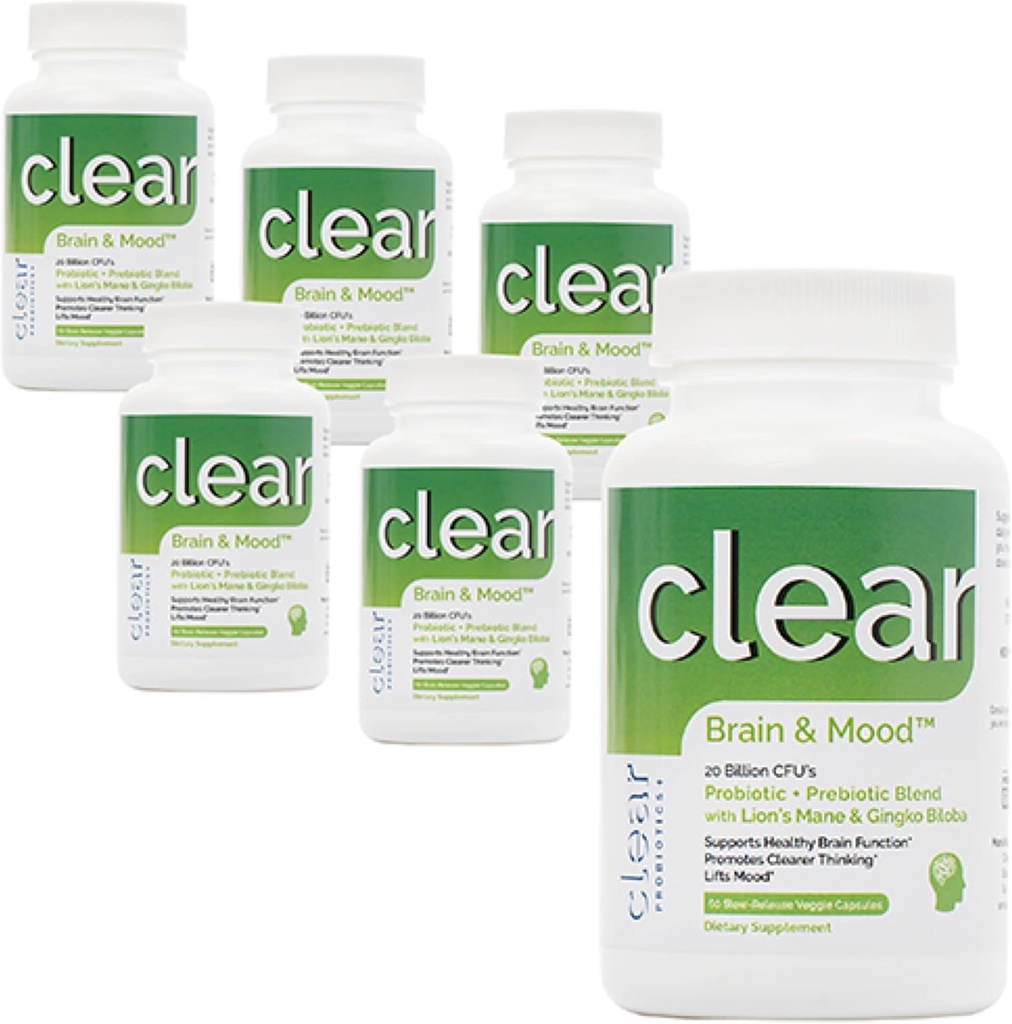 Brain Supplement för Memory, Brain Fog, Focus, Mood & Concentration & Cognitive Function - Lion's Mane Supercharged med Ginkgo Biloba & Two Probiotic Strains (360 Count - 6 Month Supply)