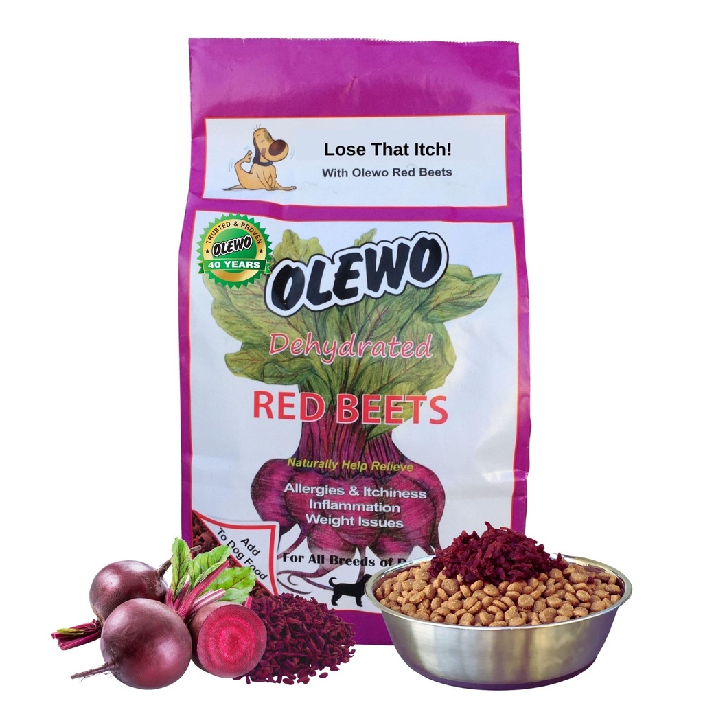 Olewo Original Red Beets for Dogs – Natural Anti Itch for Dogs, Dog Food Topper, Immune, Cleansing, Skin & Coat Support, Dehydrated Whole Food Dog Multivitamin, Fiber för hundar, 1 lb