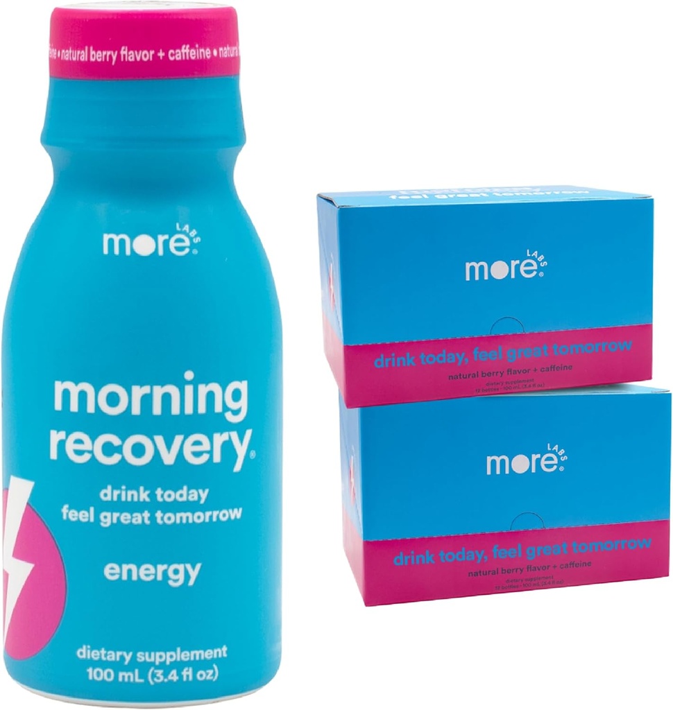 Morning Recovery, Electrolyte med energi, mjölk Thistle Drink Proprietary Formulering att Hydrate medan du dricker för morgonåterhämtning, mycket löslig flytande DHM, Berry, Pack av 24