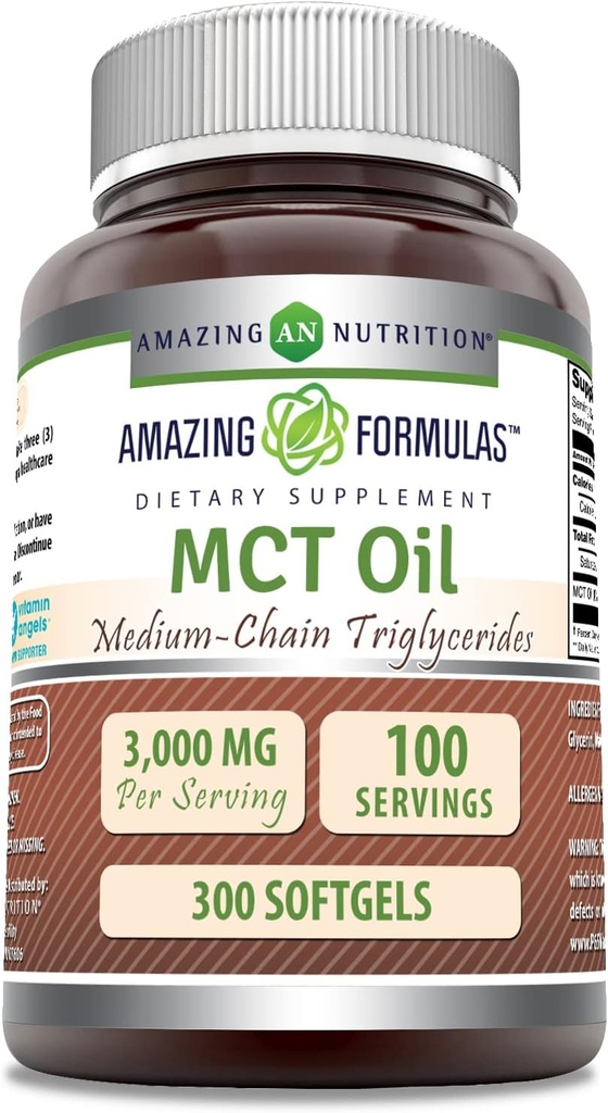 Fantastiska formler MCT Oil Supplement | 1000 Mg per portion | Softgels | Non-GMO | Gluten-Free | Made in USA (1 Pack, 300 Count)