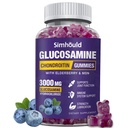 Glukosamin Chondroitin Gummies - 3000MG Extra Strength Joint Support Supplement med MSM & Elderberry, Flexibilitet, Antioxidant Immune Support Gummy för vuxna, Män & Kvinnor