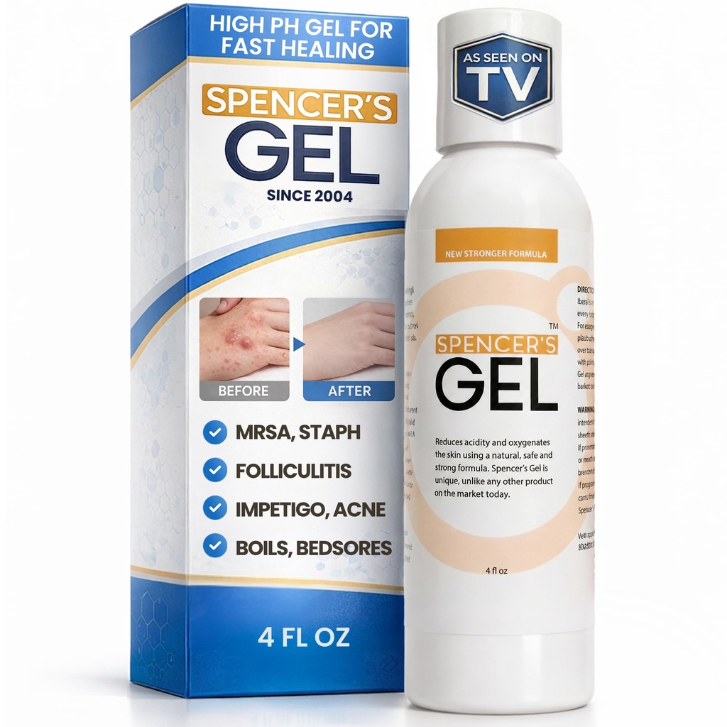 Spencers Gel Alkaline Formel (4 oz) Sedan 2004 Den enda High-pH-lösningen för Stubborn hudproblem (Boils, Furuncles, Ulcerations, Pressure Wounds, etc.) Icke-stinging, Fast-Acting