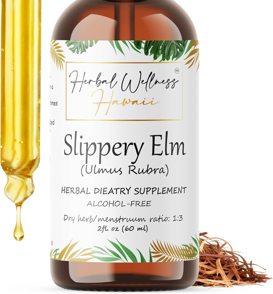 Slippery Elm (Ulmus Rubra) Torkade Bark Alkoholfri flytande extrakt (2 oz)