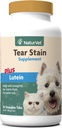 NaturVet - Tear Stain Plus Lutein - Eliminerar fula tårfläckar - Förbättrad med Cranberry Extract, Calcium Ascorbate & Oregon Grape Root - för hundar och katter - 60 tabletter