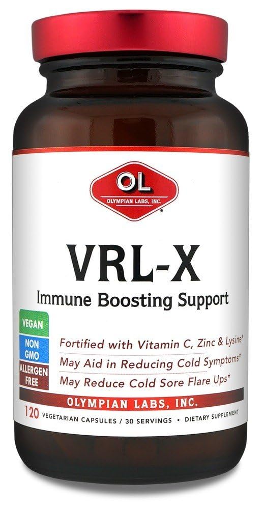 Olympian Labs VRL-X Advanced Immune Support, Vitamin C, Zinc & Lysine, majhjälp i Cold Sore Relief, 120 kapslar