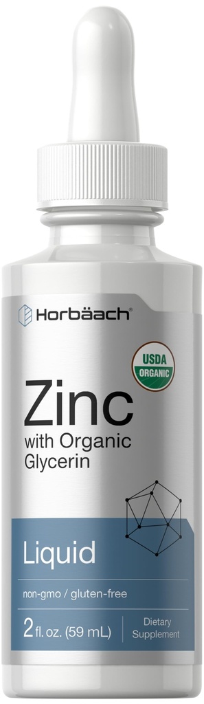 Horbäach Liquid Zink Drops | 2 Oz | med organisk glycerin | Vegetarisk, icke-GMO, Gluten fri tillägg