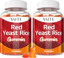 VAITE Red Yeast Rice med Coq10 Gummies - 1200 mg RYR Synergy Organic Supplement med Coenzyme Q10 Monacolin K, Non-GMO & Citrinin Free Herbal Vegetarian Gummy Chews 60 Count (2 Pack)