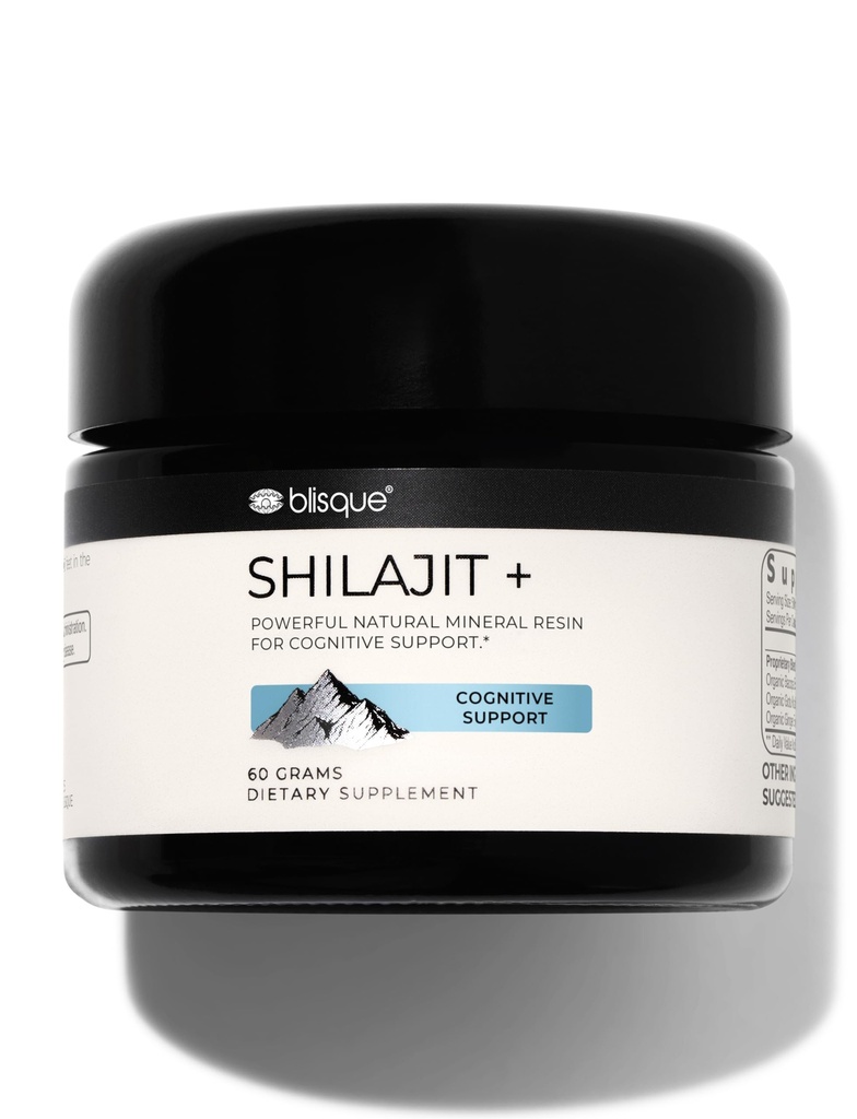 Blisque - Pure Himalayan Organic Shilajit Resin Supplement | för kognitivt stöd | med organisk Bacopa och Gotu Kola | Autentisk och naturlig | 60 Grams