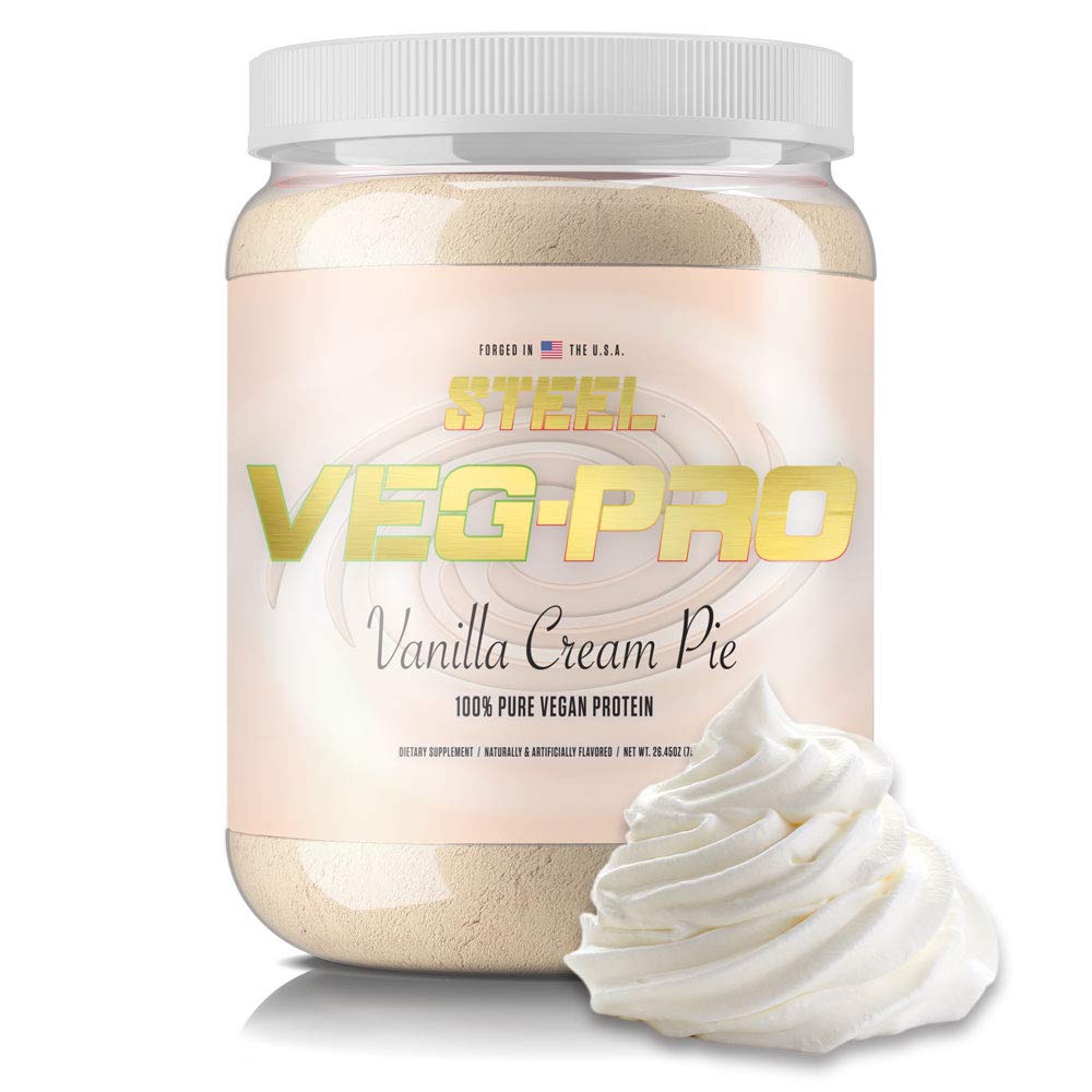 Steel Supplements Veg-PRO | Vegan Protein Powder, Vanilla Cream Pie | 25 portioner (1.65lbs) | BCAA Aminosyra | Gluten Free | Non Dairy | Low Carb Formel