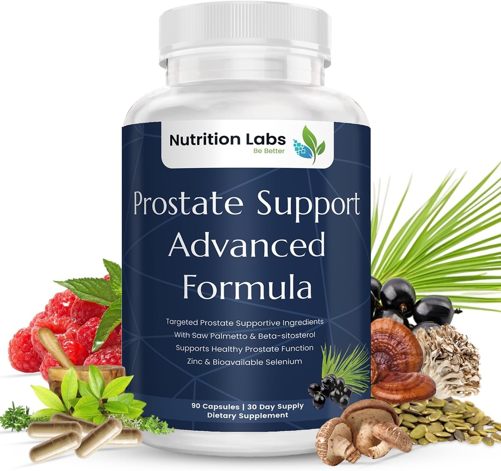 Prostate Health Support Herbal Supplement för män med Beta Sitosterol, Selenium, Pygeum och Saw Palmetto Extract för Prostate Support och Frequent Urination - 90 CT