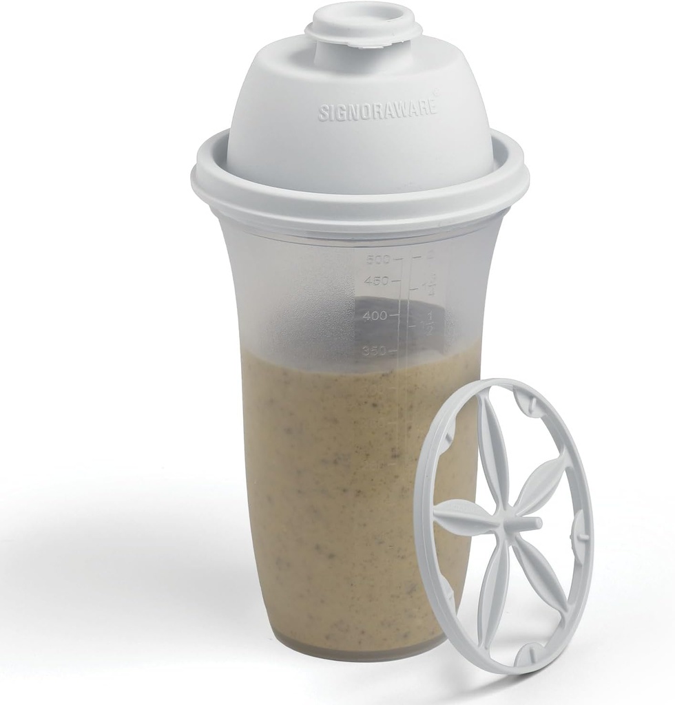 SIGNORA WARE Shaker Bottles | 17-Ounce Plastic Protein Shake Bottle för Meal Replacement Shakes & Smoothies, Beverages, Mixing Salad Dressing & Sauces, Margarita, & More