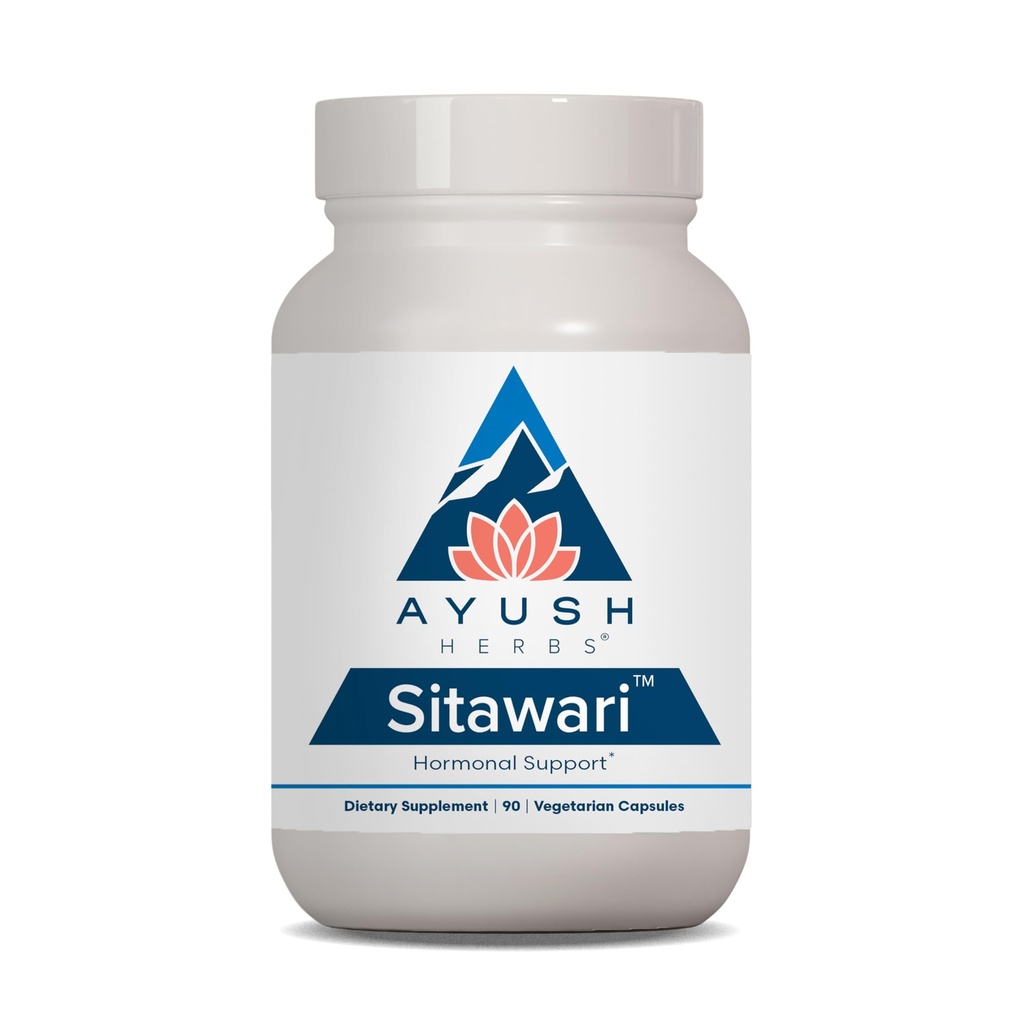 Ayush Herbs Sitawari - Shatavari kapslar för kvinnor, Shatavari Root Supplement, Hormone Balance för kvinnor, naturlig kvinnlig reproduktivt stöd - 90 vegetariska kapslar (1 greve)