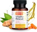 Vitality Rescue, Fish Oil DHA EPA Omega 3 och gurkmeja Supplement w/Bioperine, CurcuWin 46X Superior Absorption Curcumin för att stödja träningsåterhämtning, Joint, Muscle, Cardio & Brain Health, 30 kapslar
