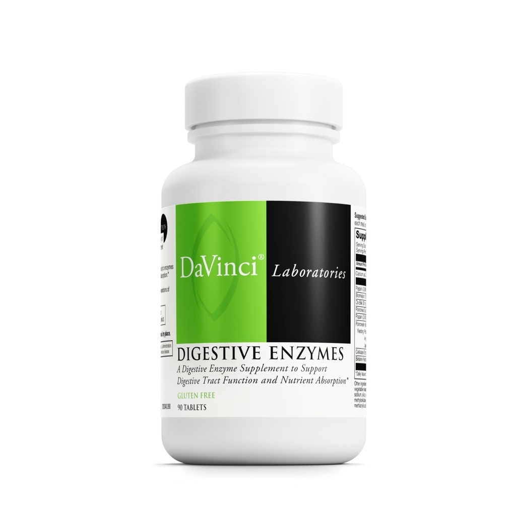 DAVINCI Labs All-Zyme - Kosttillskott för att stödja Digestive Tract Function och Nutrient Absorption - med Calcium, Pepsin, Bromelain, Papain, Pancreatin och mer - Gluten-Free - 90 tabletter