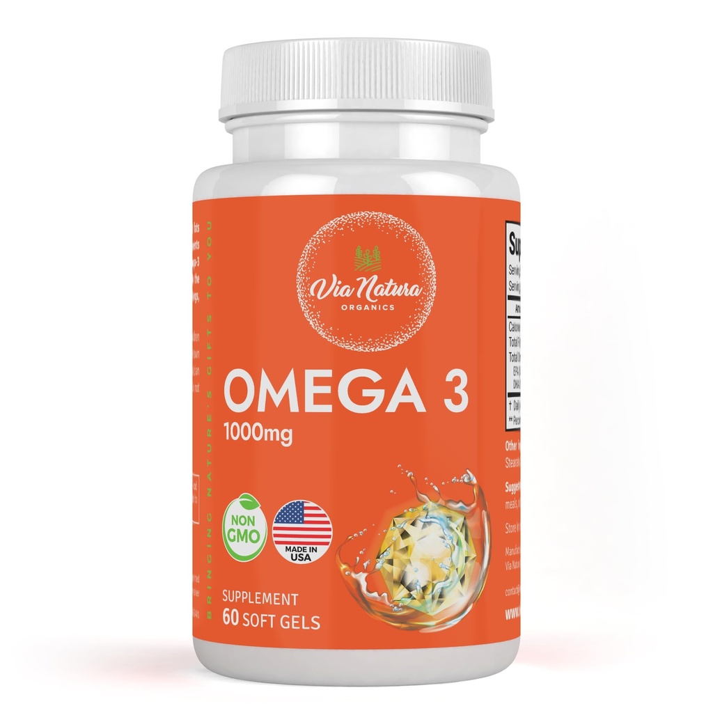 Omega 3 | 1000mg | Fiskolja | Fettsyror | EPA & DHA | Icke-GMO | 60 Softgels