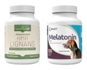 Lignanser för liv & K9 Välj Pet Care Bundle - HMR Lignans 20mg, 90 kapslar - Melatonin & 3mg, 120 jordnötssmör smaksatta tabletter - Multivitamin Dog Wellness Supplement Treats - Medium Size Dog Breed