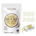 300 Pcs 2 i 1 Vitamin D3 10000 iu Plus K2 (MK-7) 200 mcg, Coconut Oil Softgels med vitamin D & K, stöder ben, hjärta och immunhälsa - Lätt att svälja & icke-GMO