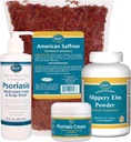 Psoriasis Care Kit - Inkluderar amerikansk Saffron Tea, Slippery Elm Bark Powder, Psoriasis Scalp och Body Wash och Psoriasis Cream. 4 objekt som rekommenderas i boken Healing Psoriasis av Dr John Pagano