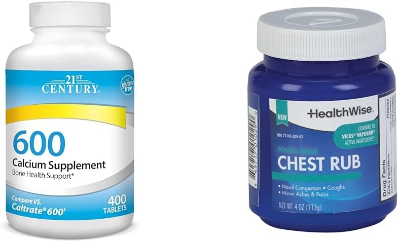 21st Century Calcium 600mg tabletter 400 greve & HealthWise Medicated Chest Rub 4oz Cough Suppressant