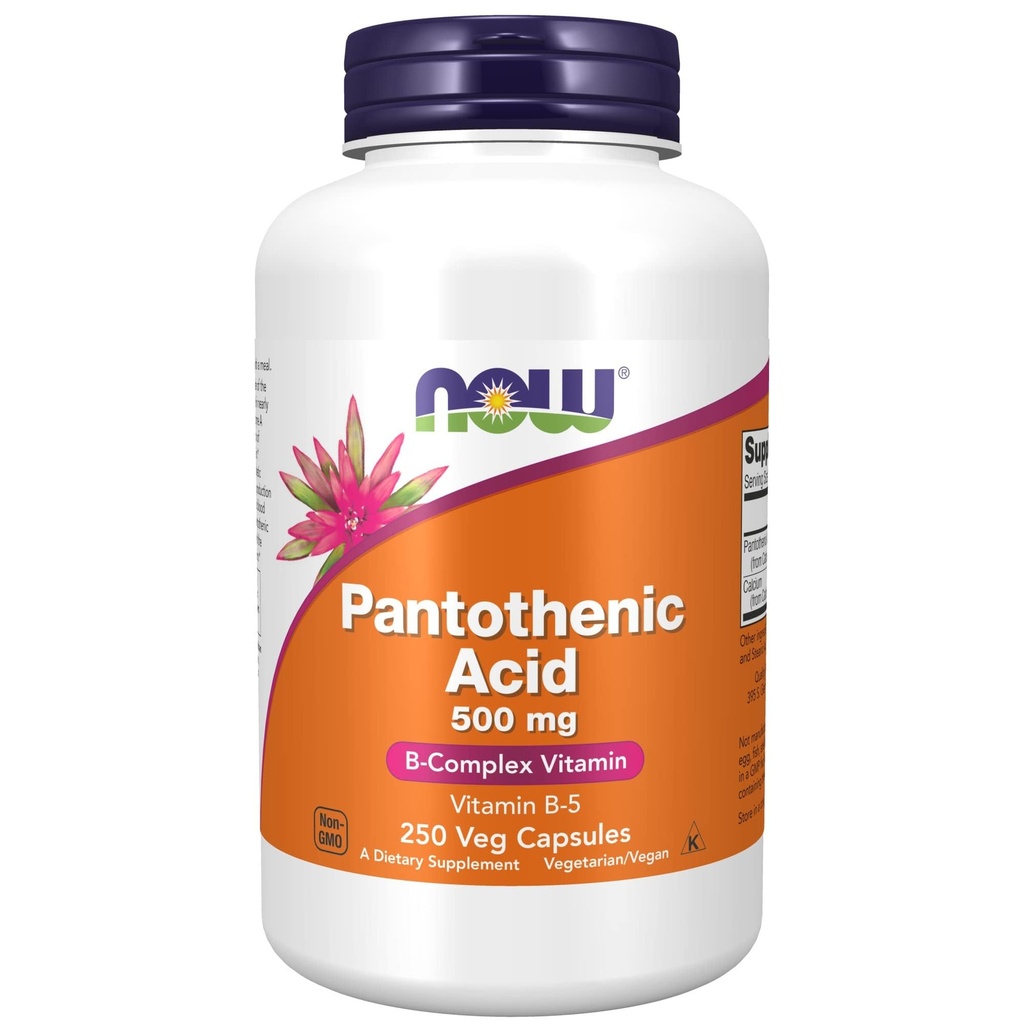 NOW Foods Supplements,Pantothenic Acid (Vitamin B-5) 500 mg,B-Complex Vitamin,250 kapslar