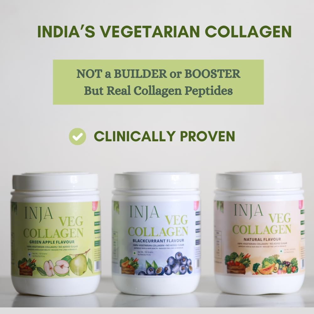 INJA Wellness Veg Collagen Supplement for Women, Men, 100% Vegetarian Collagen, Only Original Veg Collagen Powder, No added sugar, Improves Skin and Hair Health, Reduce Fine Line and Wrinkles,