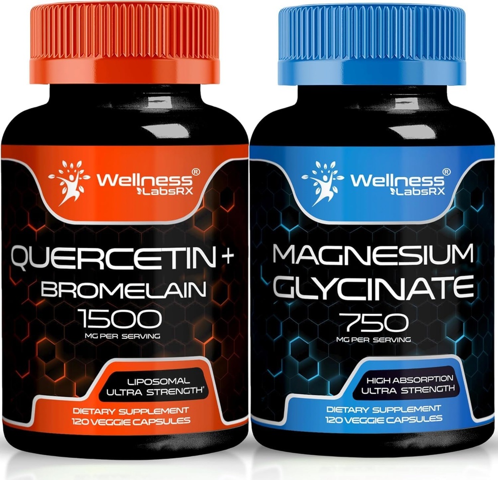 WELLNESS LABSRX Quercetin med Bromelain | Magnesium Glycinate Capsules