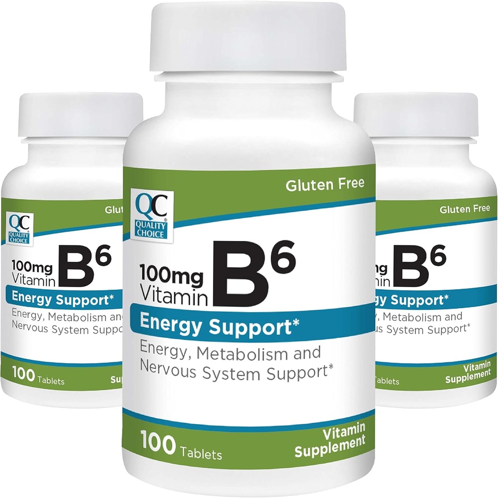 Kvalitetsval vitamin B6 100mg 100 greve flaskor tabletter (3 pack)