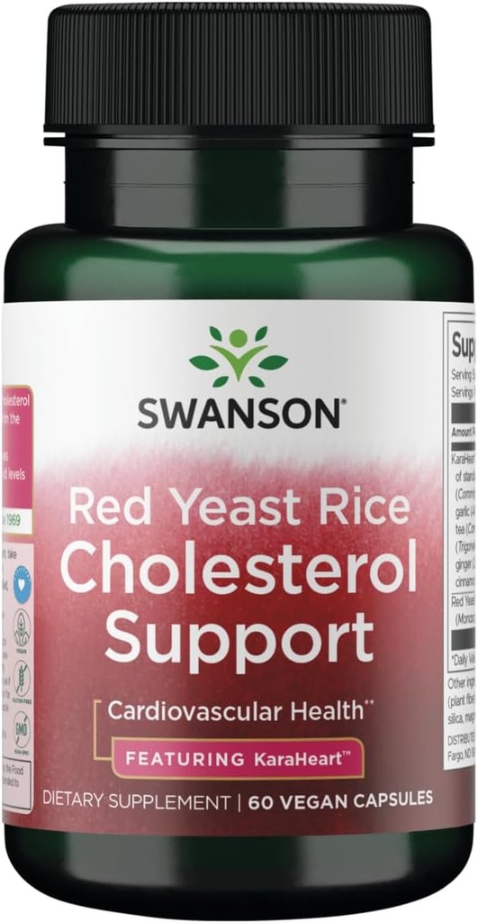 Swanson Red Yeast Rice Cholesterol Support - med Karaheart 60 Vegan Caps