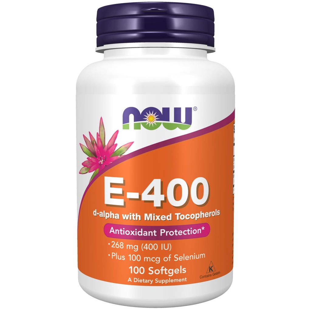 Nu tillskott, vitamin E-400 IE, blandade tokoferoler, antioxidantskydd*, 100 Softgels