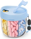 Söt Pill Dispenser med 7 stora delar, bärbar Pill Bottle Organizer med bred öppning för enkel användning, Anti-Mix Pill Organizer för resor, BPA-Free Pill Container, Blue