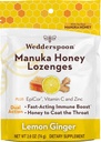 Wedderspoon Manuka Honey Immunity Lozenges, Lemon Ginger, 2.6 Oz (Pack of 1), Genuine New Zealand Honey, öka immuniteten inom två timmar