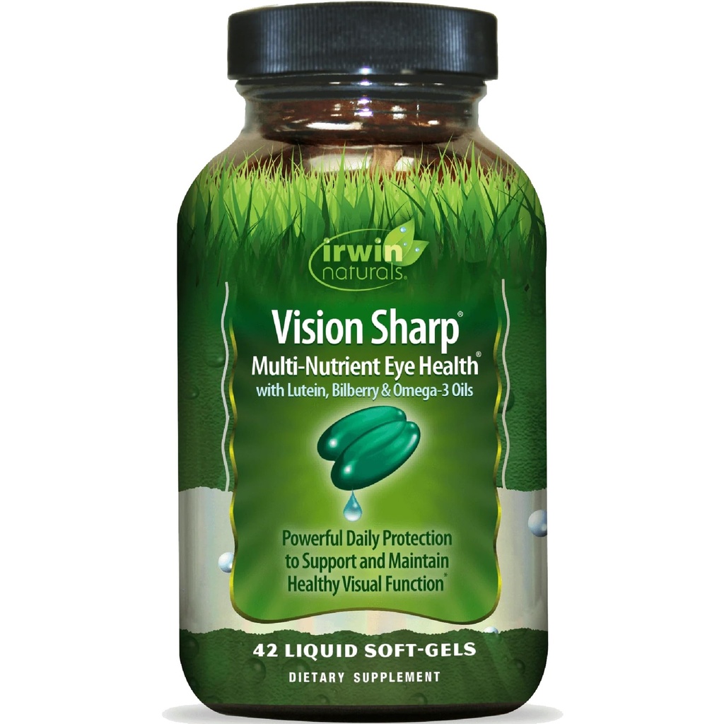 Irwin Naturals Vision Sharp Multi-Nutrient Eye Health med Lutein, Bilberry & Omega-3s - 42 Liquid Softgels