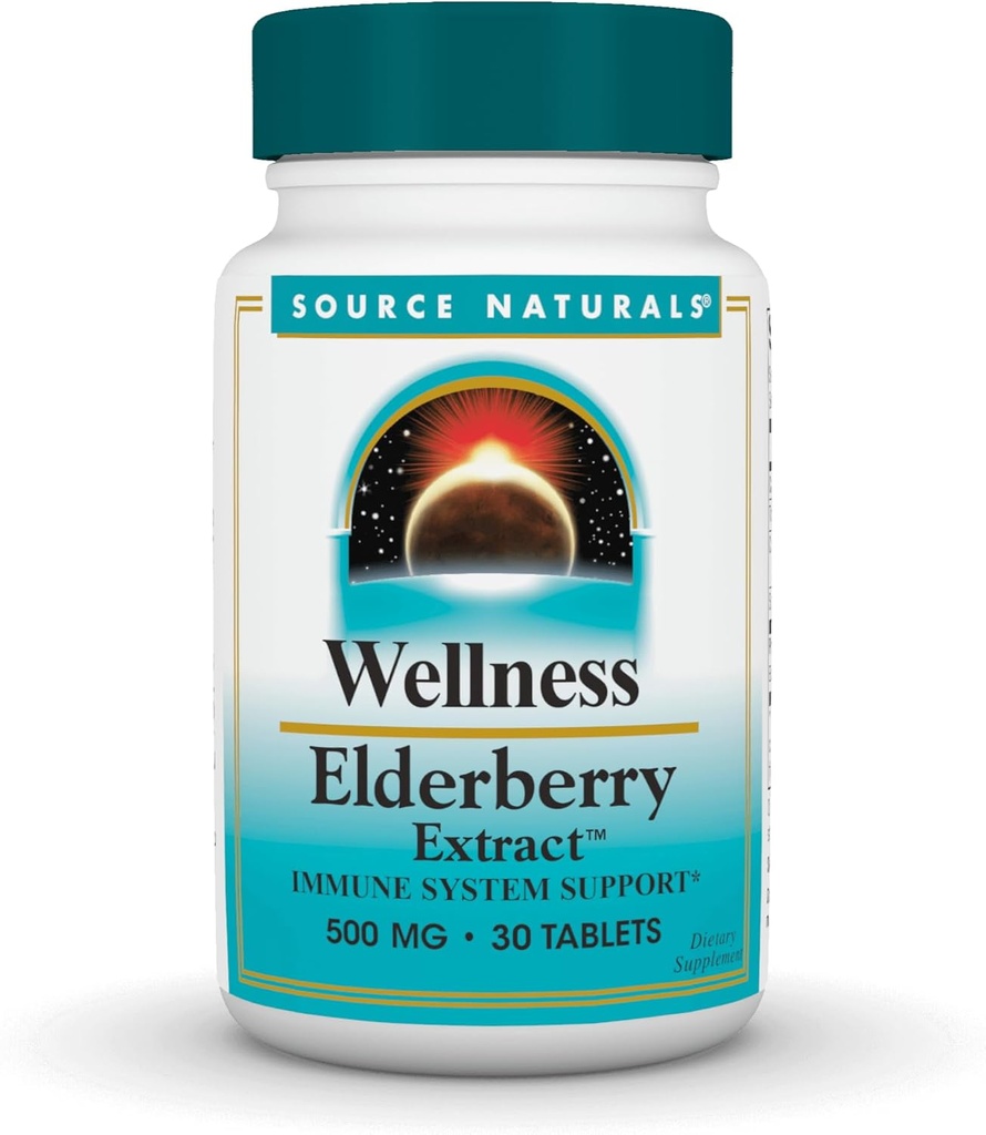 Källa Naturals Wellness Elderberry Extract, 500 mg för Immune System Support * - 30 tabletter