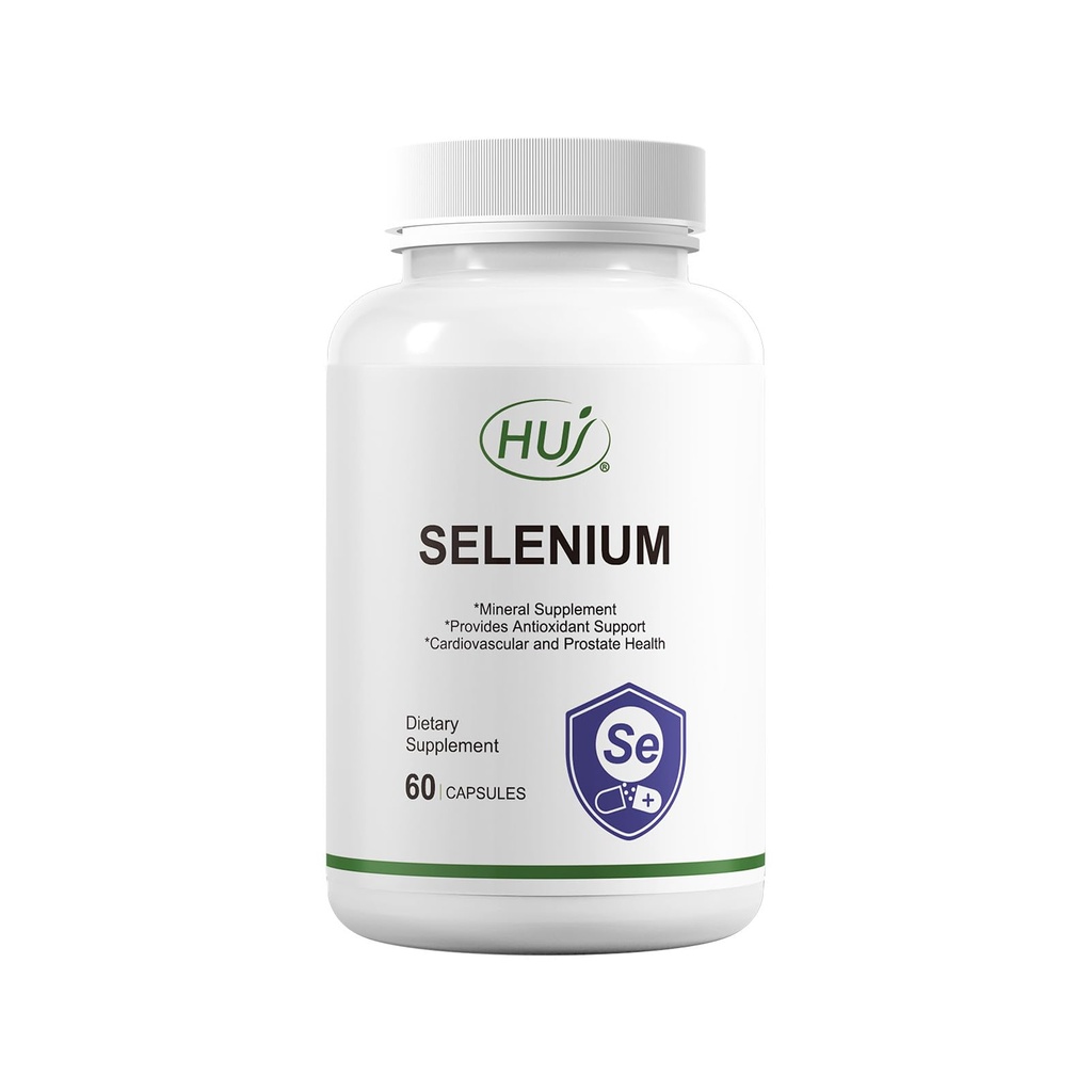 HUJ Selenium Supplement, 60 kapslar, Antioxidant Support, mineraltillskott