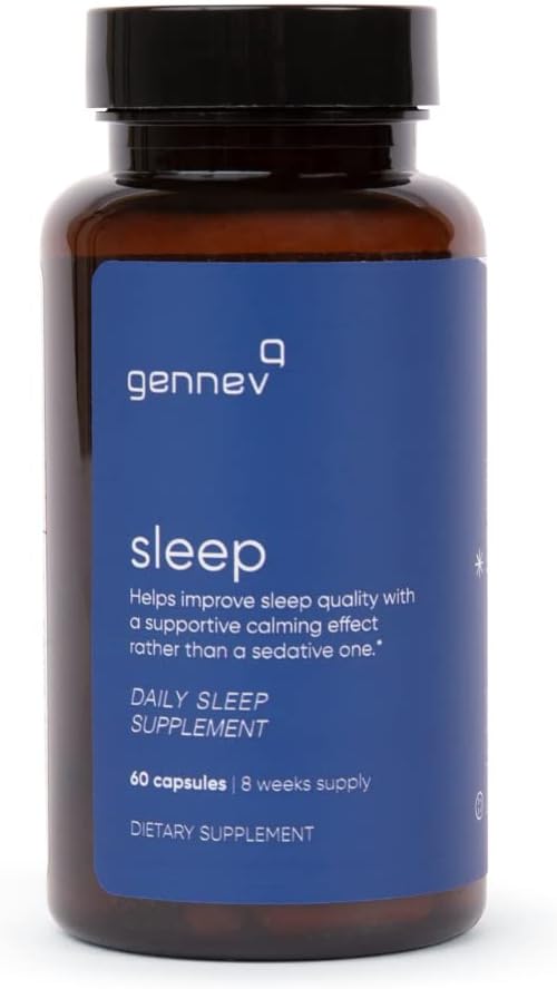 Gennev Sleep Aid for Adults - Natural Sleep Supplement med Melatonin, 5HTP, L-Theanine och Magnolia (60 greve)