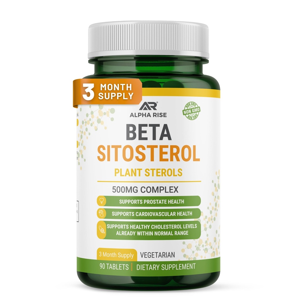 Beta Sitosterol - 500 mg tabletter - Icke-GMO - Stödprostata och hälsosamma kolesterolnivåer - fytosteroler komplexa - naturliga växtsteroler och stanoler