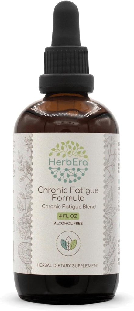 HerbEra Chronic Fatigue Formel B120 Alkoholfri extrakt tinktur: Siberian Ginseng Root, Ashwagandha Root, Licorice Root, Ginkgo Biloba Leaf, Reishi Mushroom. Kronisk trötthet Blend 4 Fl Oz