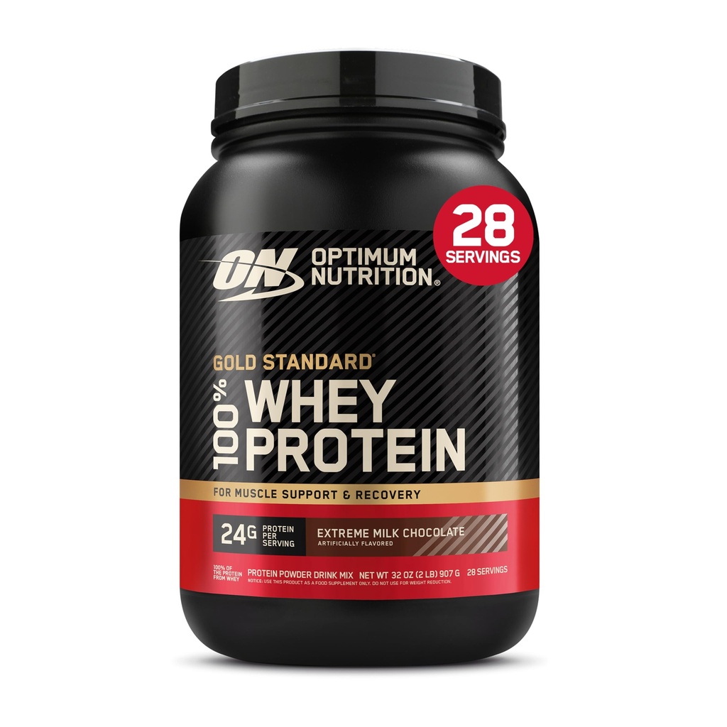 Optimum Nutrition Gold Standard 100% Whey Protein Powder, Extreme Milk Chocolate, 2 pund (Packaging May Vary)