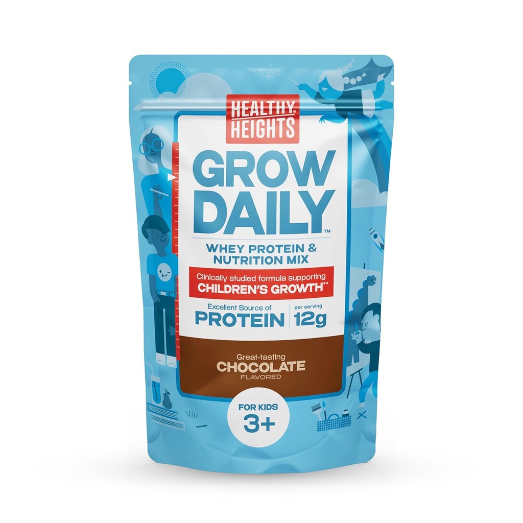 Hälsosamma höjder Växa Dagliga Barn Proteindryck Mix (Chocolate) - Hög proteinskaka för barn 3 +
