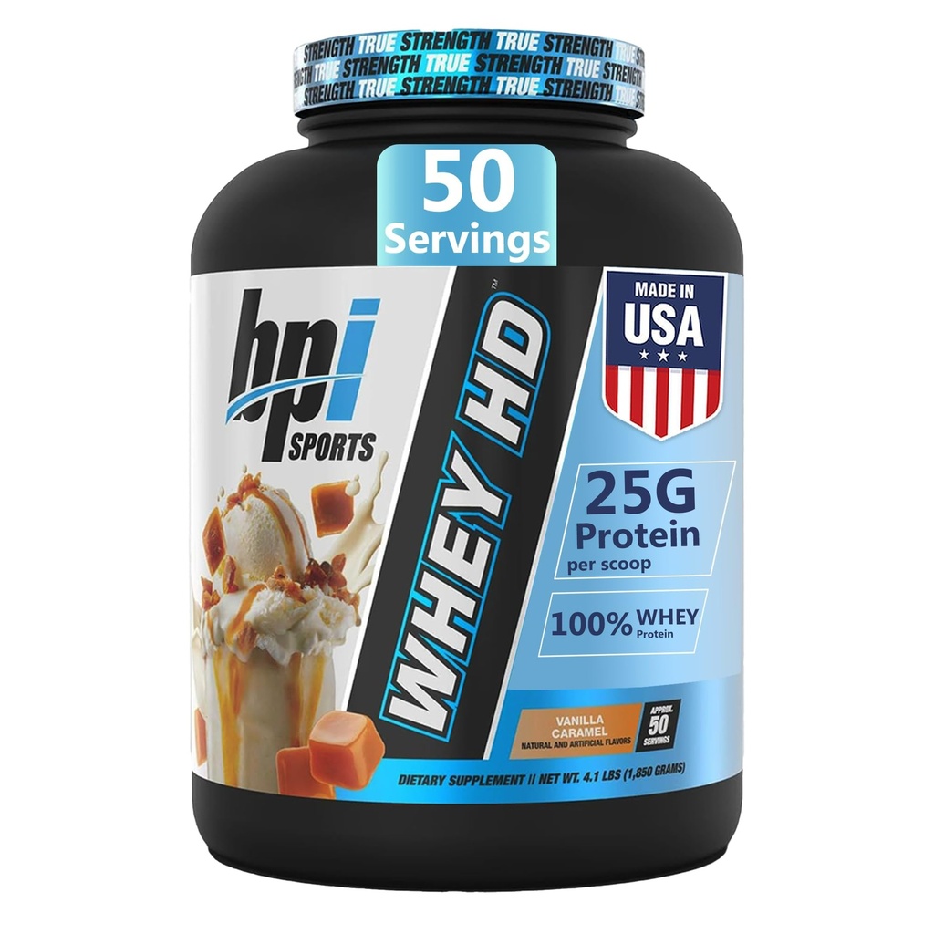 BPI Sports Whey HD Ultra Premium Protein Powder Isolate | Workout Whey Protein Powder för män och kvinnor för muskelvinst | Milk Protein Concentrates | Chocolate Cookie / Vanilla Caramel, 4,07 Pound