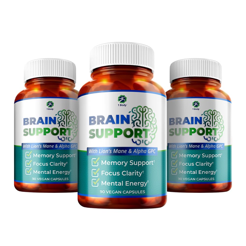 1 Body Brain Support Triple Pack, Alpha GPC och Lion's Mane Extract, 90 kapslar