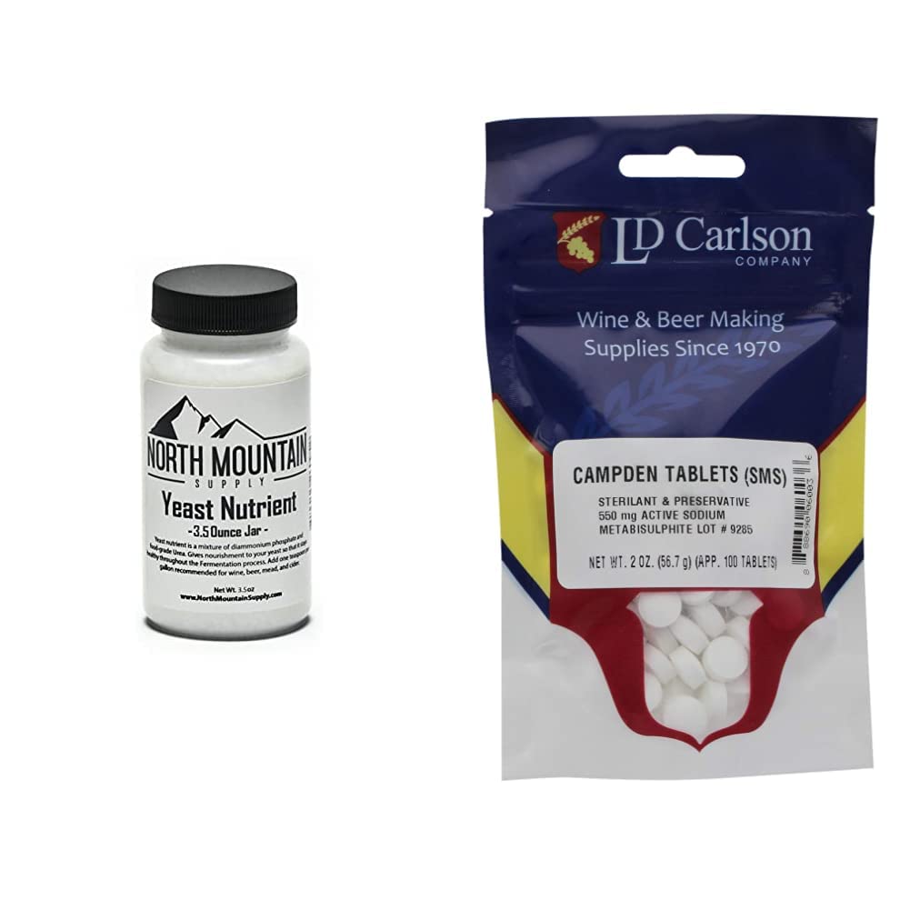 North Mountain Supply Food Grade Yeast Nutrient - 3.5 Ounce Jar & Campden tabletter (sodium metabisulfite) - 2 Oz (100 tabletter)