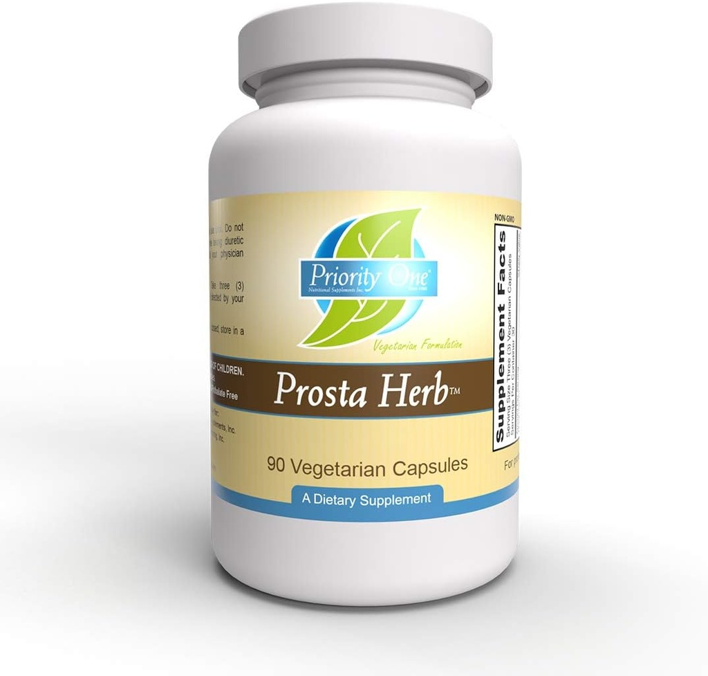 Priority One Vitamins Prosta Herb 90 Vegetariska kapslar - Stödja en hälsosam prostata samtidigt som man upprätthåller manliga hormoner inom den normala randen.