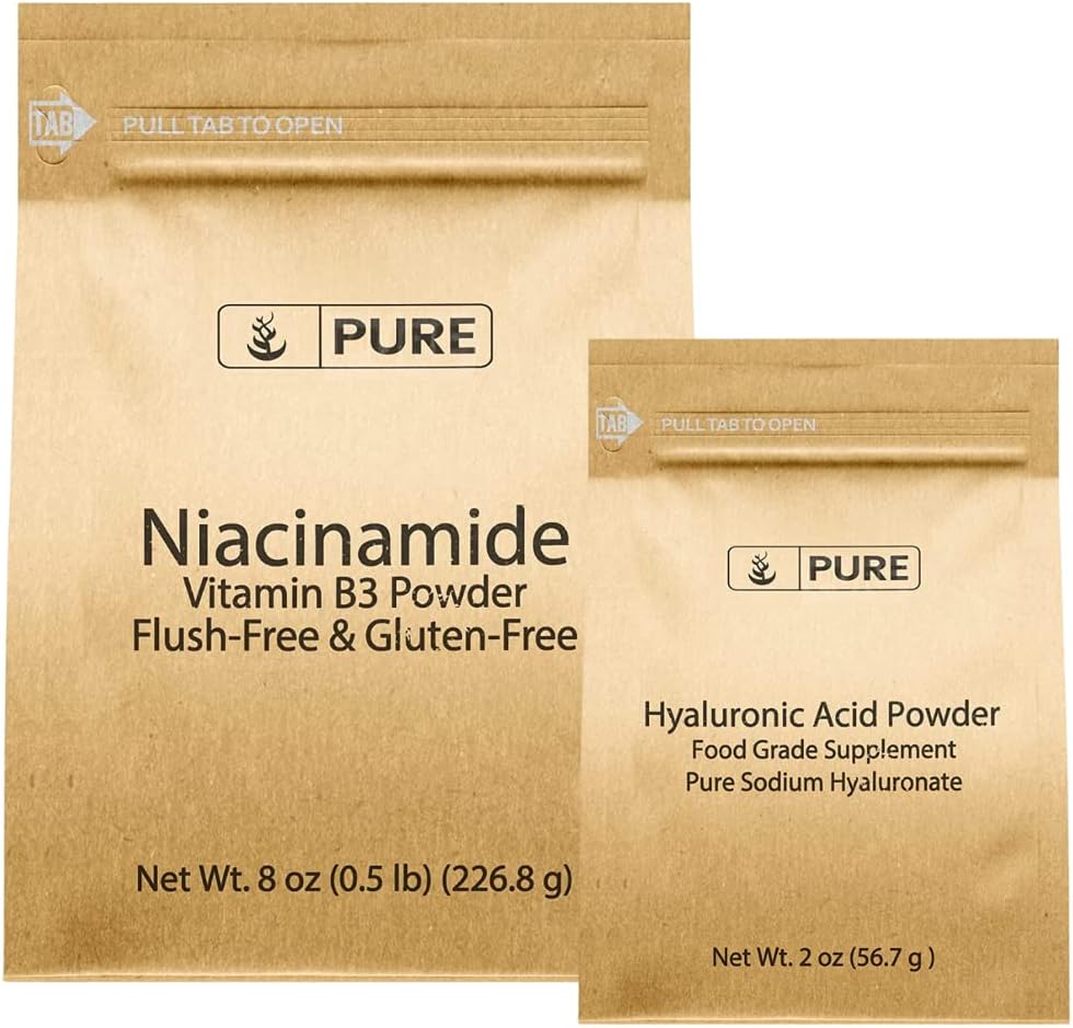 PURE ORIGINAL INGREDIENTS Niacinamide & Hyaluronsyra Bundle, Vattenlösligt, Fint Pulver
