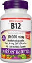 Webber Naturals Vitamin B12 10 000 mcg, Ultra Strength, 40 Count, Fast Dissolve Tablets, Vitamin Supplement Support for Energy Metabolism, Immune and Heart Health, Vegan Formel