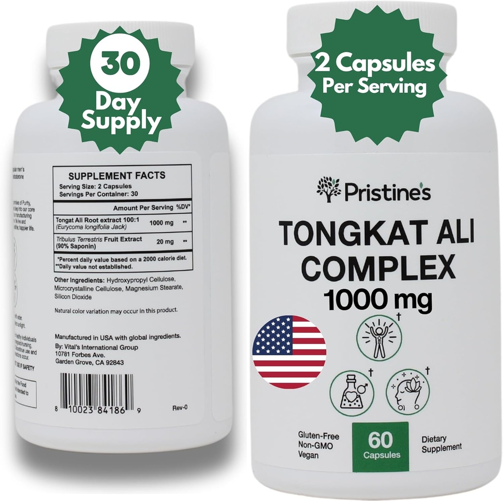 Tongkat Ali 1000MG Extract Supplement -30 Day Supply - Athletic Performance Support - Natural Aphrodisiac, Testosterone & Immunity Support - Potent Antioxidant Fördelar