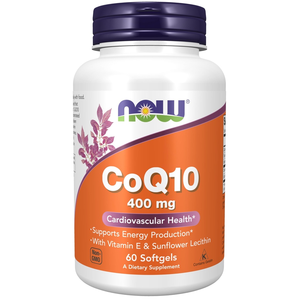 NOW Foods Supplements, CoQ10 400 mg, Pharmaceutical Grade, All-Trans Form som produceras av Fermentation, 60 Softgels