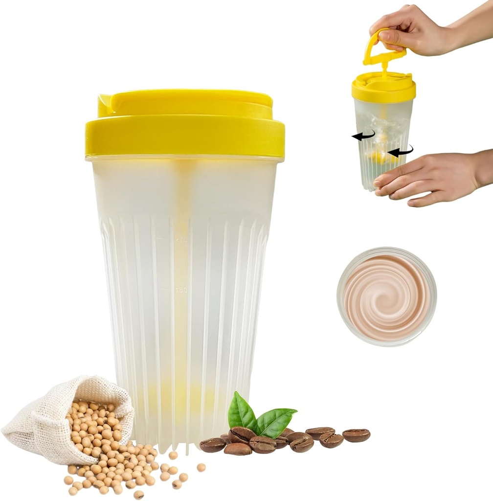 MIUPO Stirring Bottle,Durable Stir Cup för Stirring Beverage, Små Blender Shaker Bottle, Återanvändbar Coffee Cup Lämplig för Mixing Coffee, Protein Shakes, Smoothies, Pre Exercise Supplements och Drinks